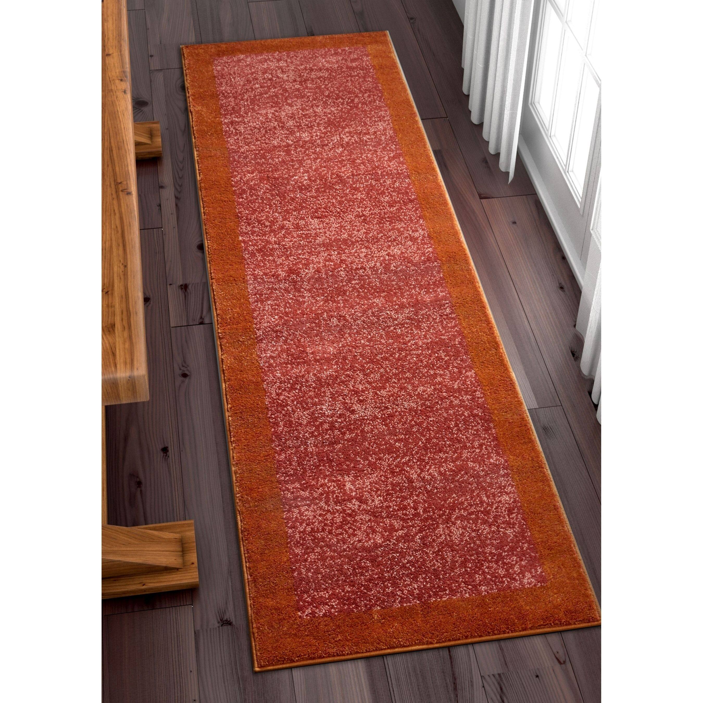 Well Woven Modern Solid Color Border Runner Rug - 2' x 7'3 - 2' x