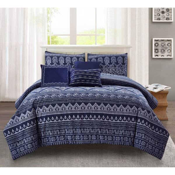 Shop Jaipur Printed Cotton Comforter Set In Blue Free Shipping