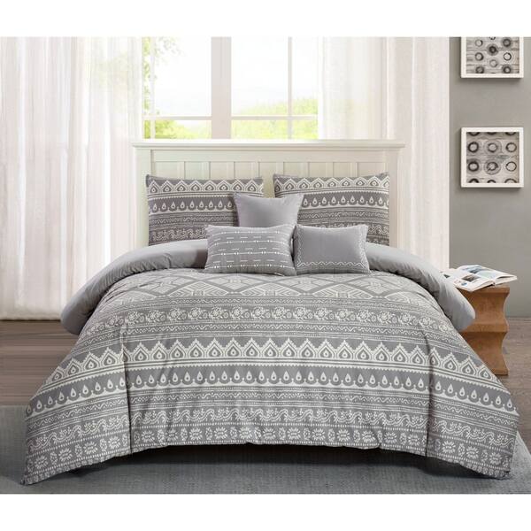 Shop Jaipur Printed Cotton Comforter Set In Grey Free Shipping