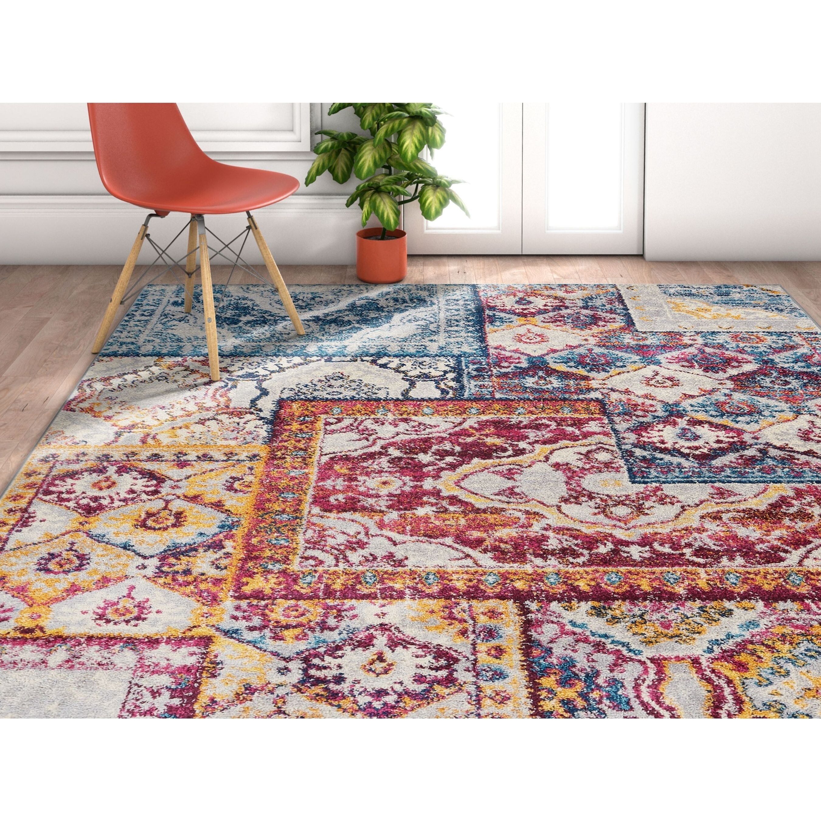 Well Woven Modern Vinatge Tile Print Blue Non-Skid Backing Area Rug - 3'3  x 4'7 - Bed Bath & Beyond - 18608302