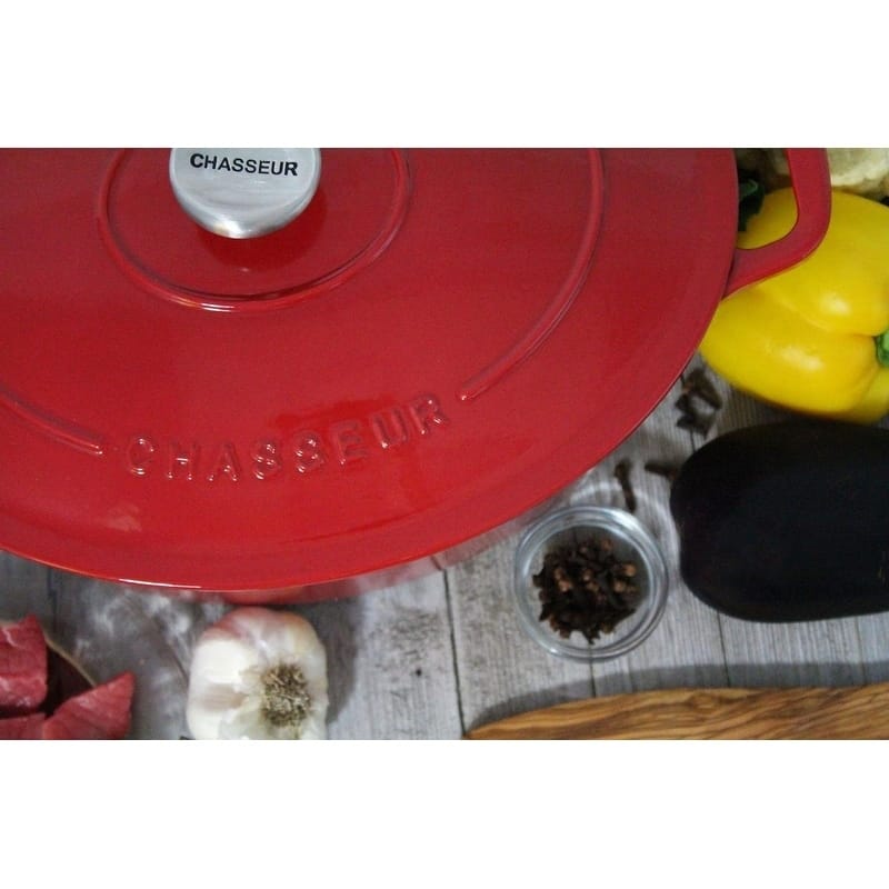 Chasseur 6.25-quart Red Enameled Cast Iron Oval Dutch Oven {Box : 18 x 13 x 8 : Wt : 17}