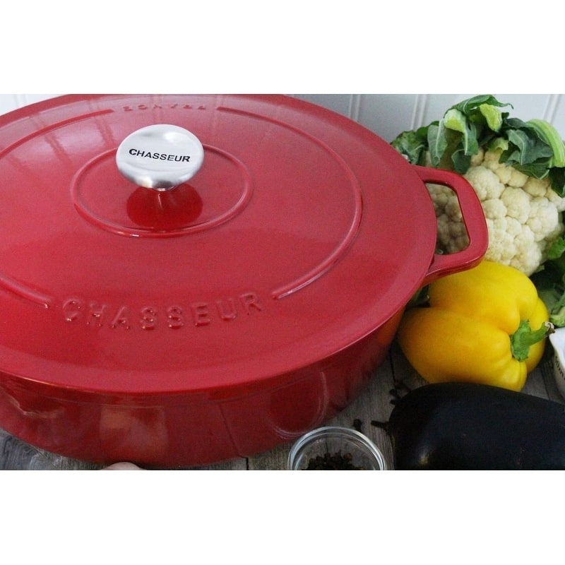 Chasseur 6.25-quart Red Enameled Cast Iron Oval Dutch Oven {Box : 18 x 13 x 8 : Wt : 17}