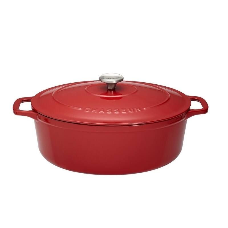 Chasseur 6.25-quart Red Enameled Cast Iron Oval Dutch Oven {Box : 18 x 13 x 8 : Wt : 17}