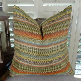 Thomas Collection Orange Green Blue Zig Zag Striped Throw Pillow ...