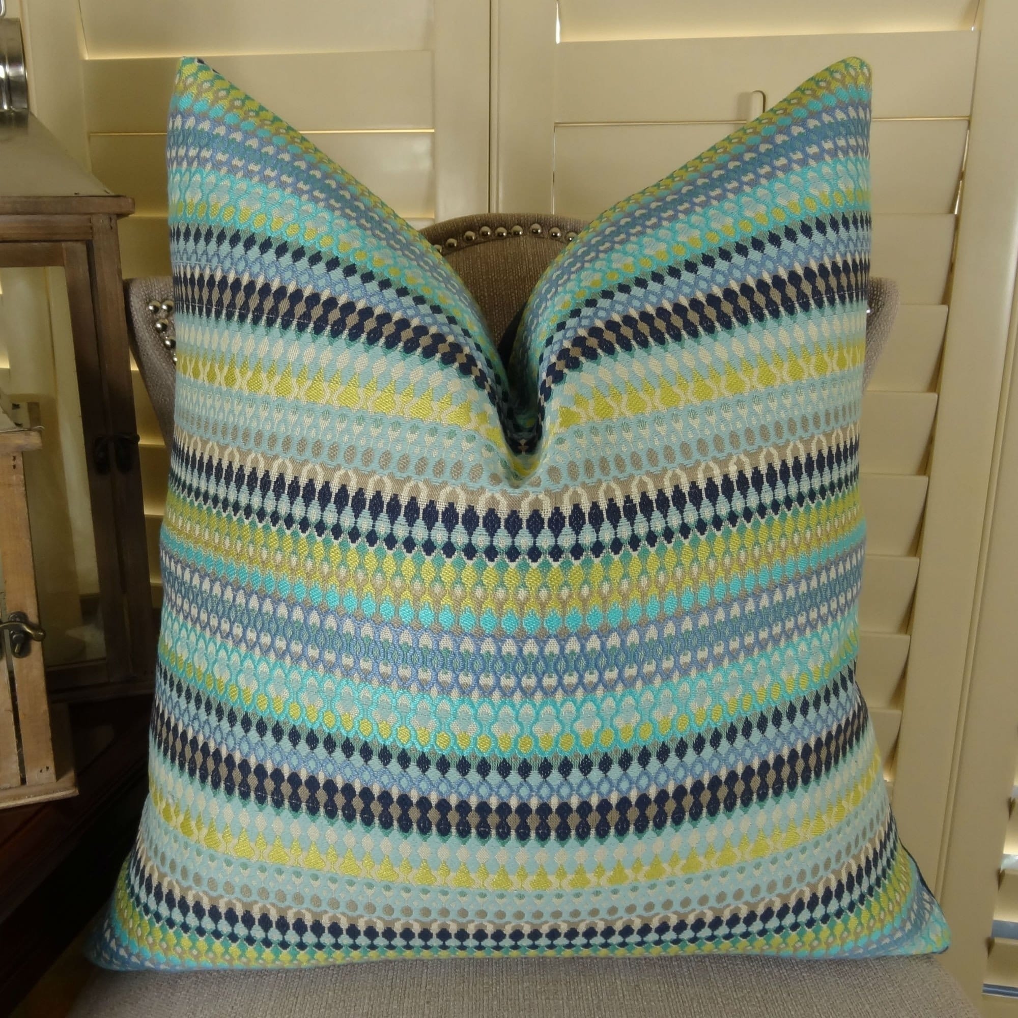 navy and turquoise throw pillows