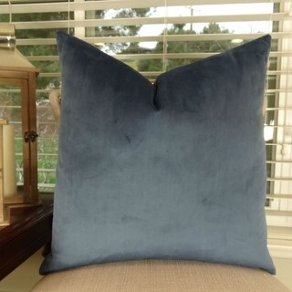 Thomas Collection Solid Dark Blue Luxury Throw Pillow, Handmade in USA, 15003D