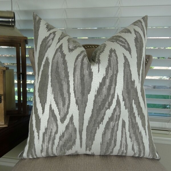 Thomas Collection Metallic Silver Gray Ivory Glacier Luxury Throw Pillow, Handmade in USA, 11396D