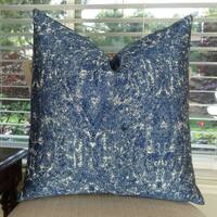 Thomas Collection Graphic Blue Taupe Double Sided Luxury Throw Pillow, Handmade in USA, 11414D