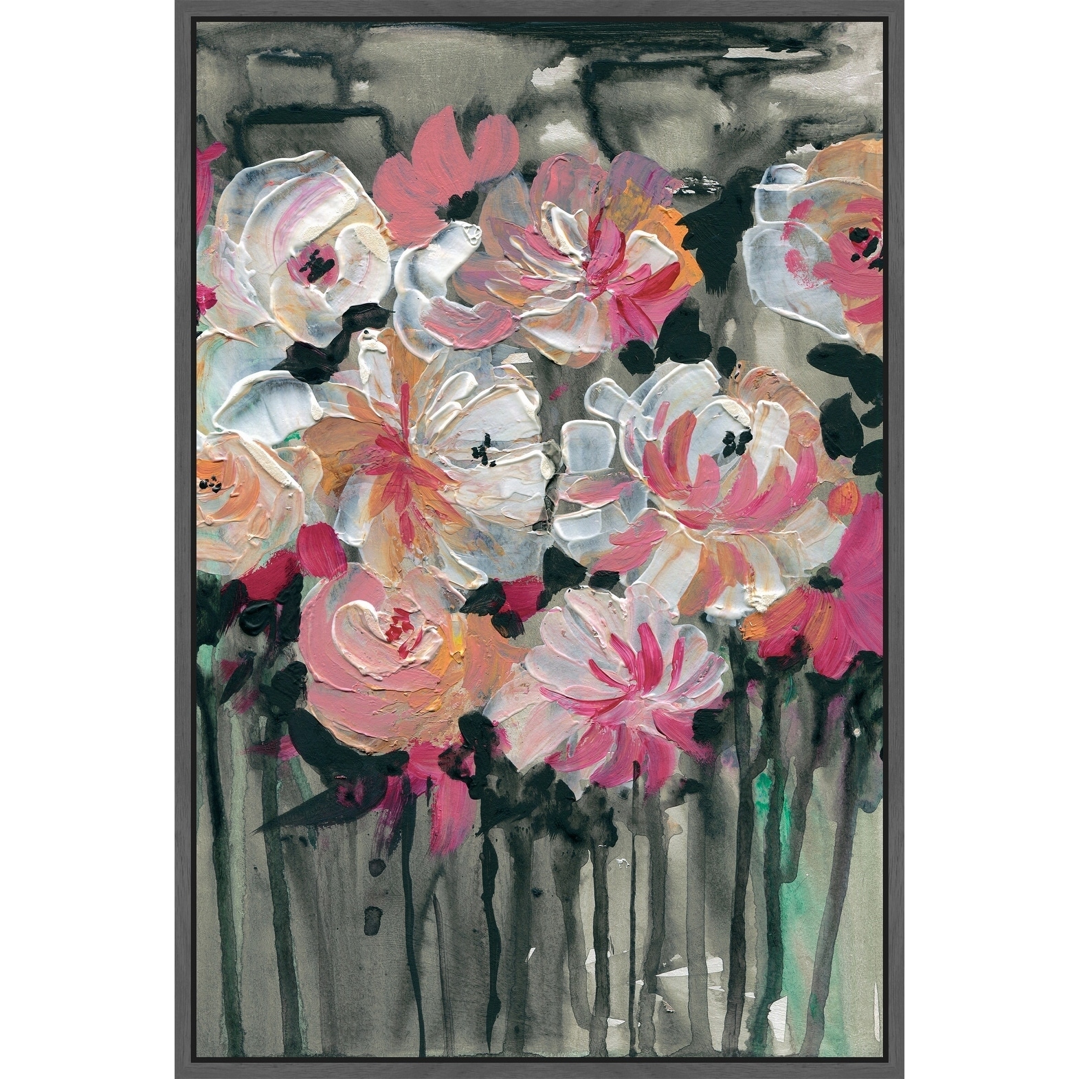 Marmont Hill - Handmade Dancing Flowers Floater Framed Print on Canvas