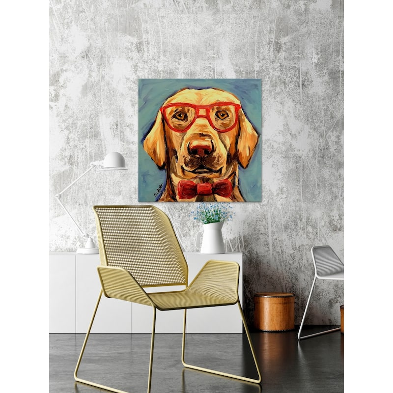 'Lab Glasses Marvin' Painting Print on Wrapped Canvas