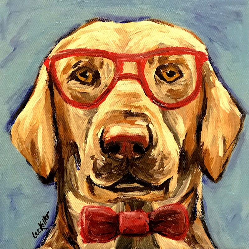 'Lab Glasses Marvin' Painting Print on Wrapped Canvas