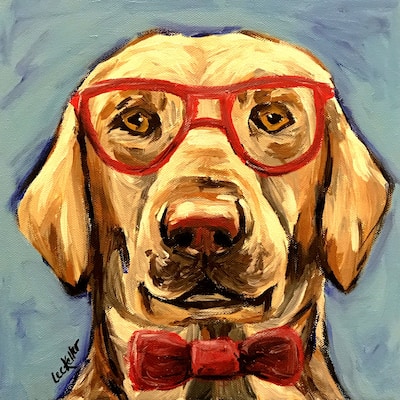 'Lab Glasses Marvin' Painting Print on Wrapped Canvas