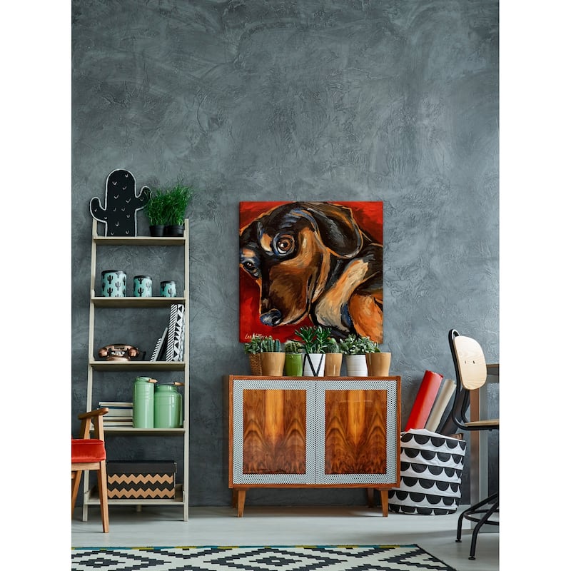 'Dachshund Game Day' Painting Print on Wrapped Canvas