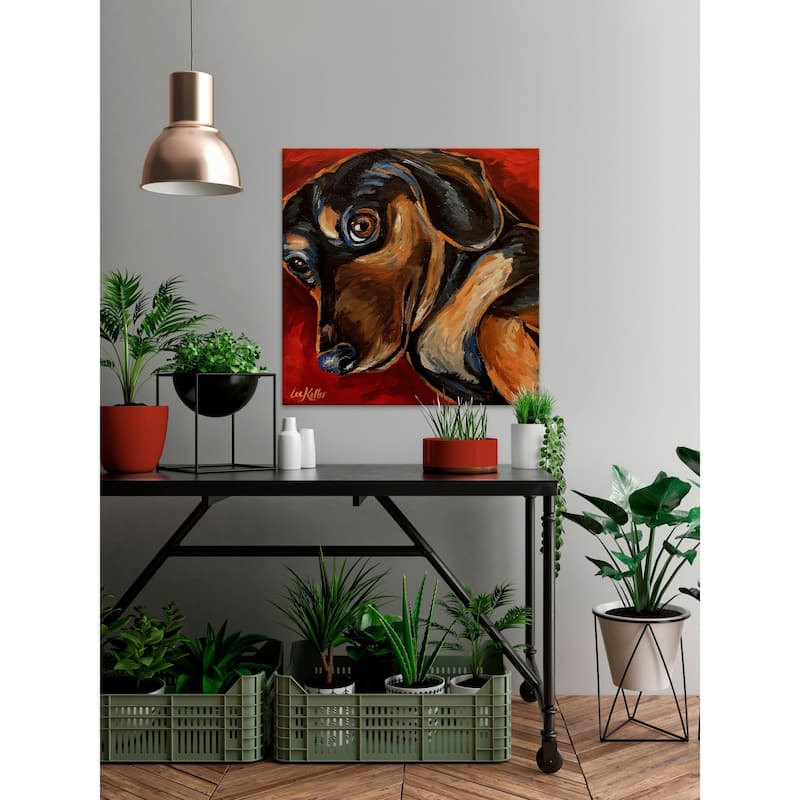 'Dachshund Game Day' Painting Print on Wrapped Canvas
