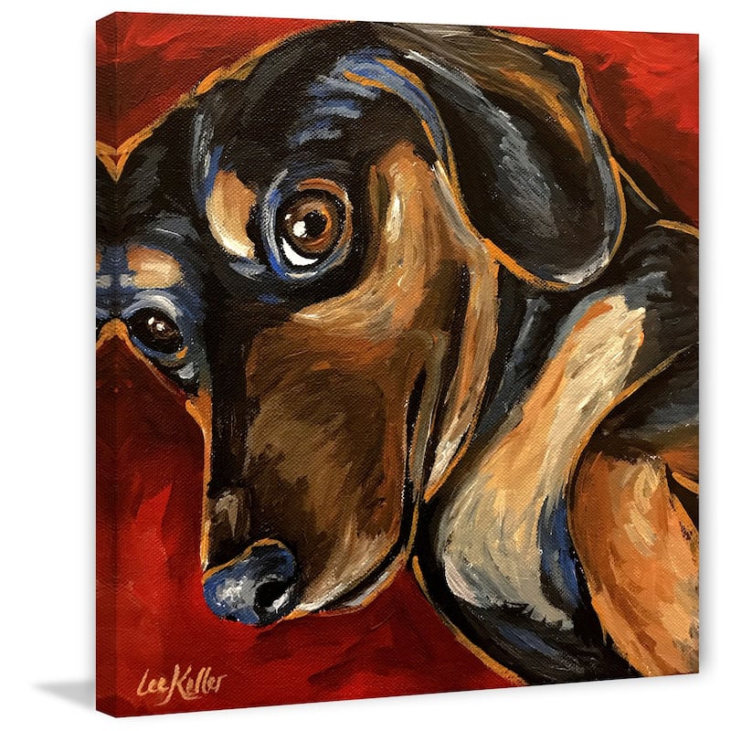 'Dachshund Game Day' Painting Print on Wrapped Canvas