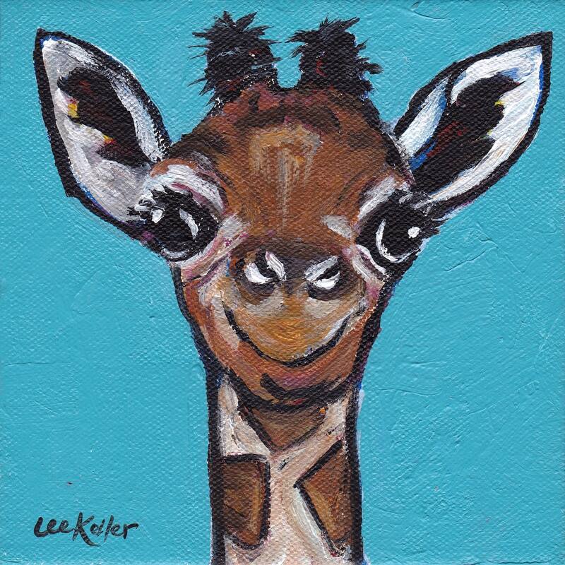 'Giraffe Baby Cakes' Painting Print on Wrapped Canvas