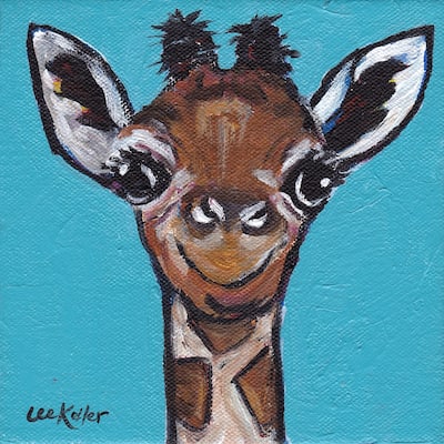 'Giraffe Baby Cakes' Painting Print on Wrapped Canvas