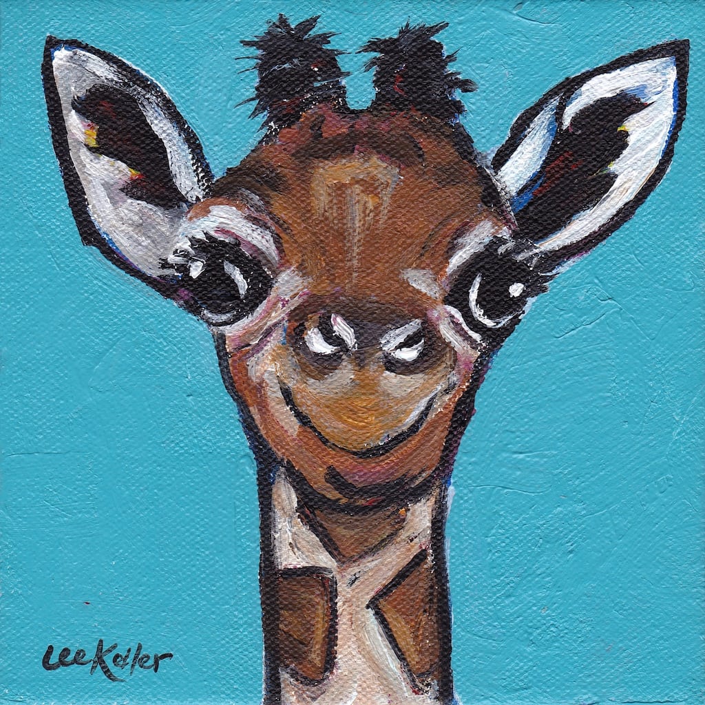 'Giraffe Baby Cakes' Painting Print on Wrapped Canvas