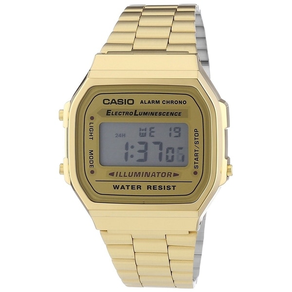 casio lcd gold stainless steel bracelet watch
