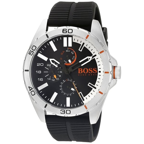 Ond have på Somatisk celle Hugo Boss Men's 'Orange Berlin' Multi-Function Black Rubber Watch -  Overstock - 20904359