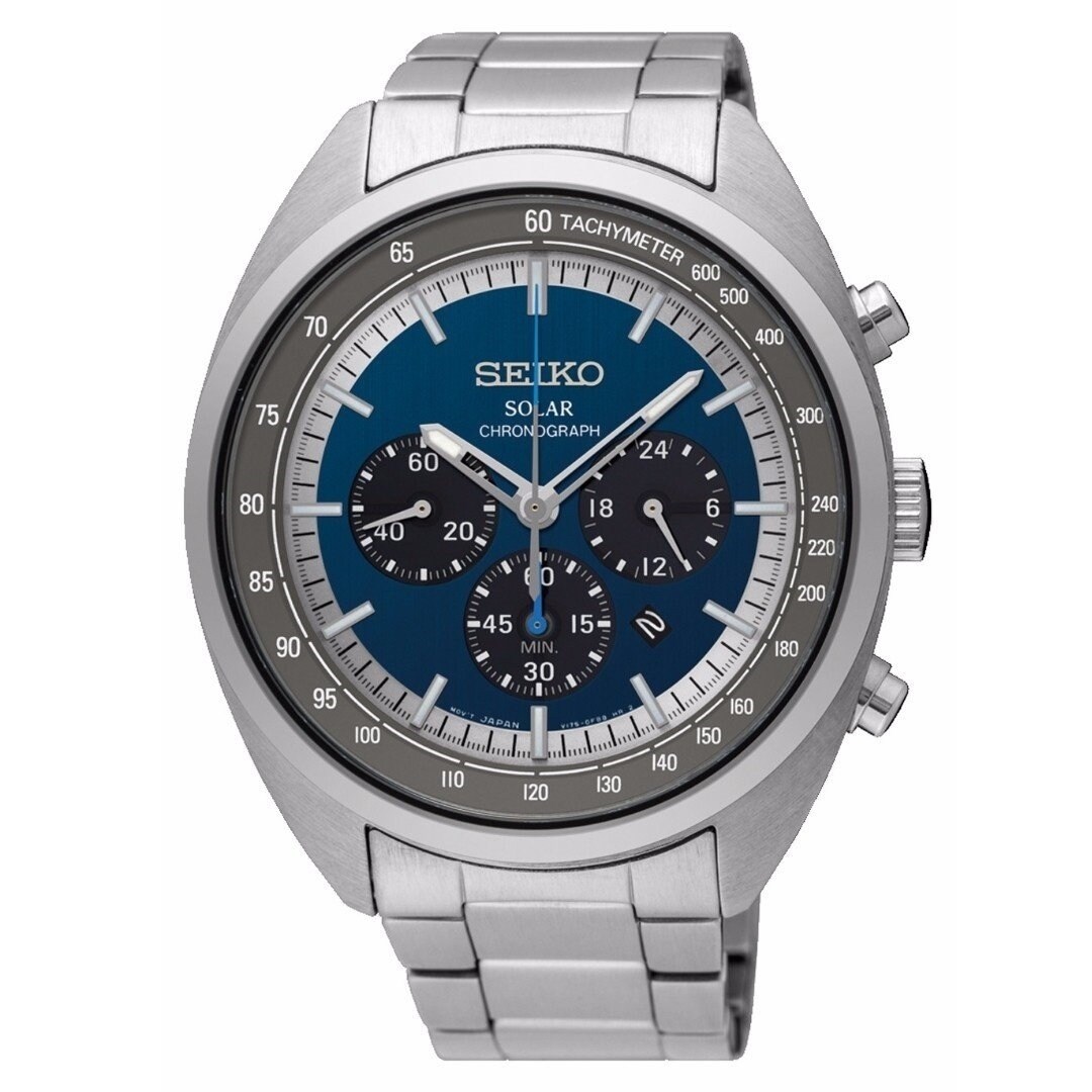 seiko men's solar chronograph stainless steel bracelet watch