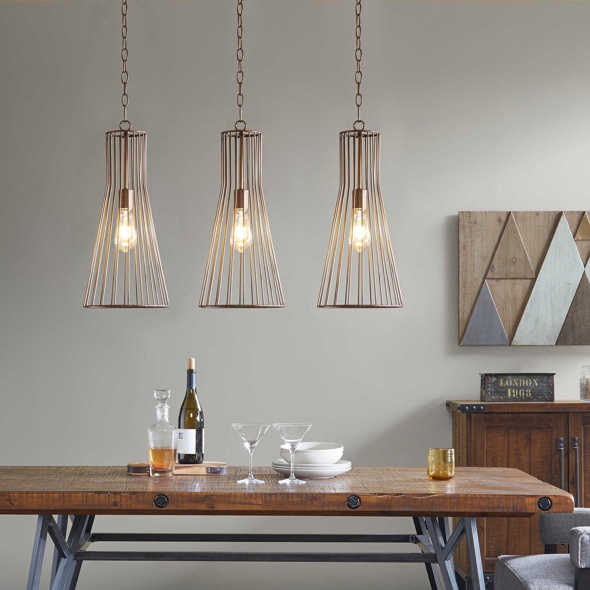 INK IVY Hamleys Bronze 3-Light Pendant Chandelier (Bronze) - Chandeliers For Bedrooms by Overstock.com