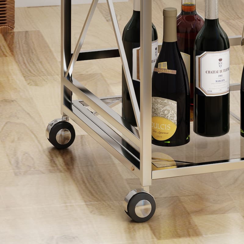 Ignatius Industrial Modern Glass Bar Cart by Christopher Knight Home