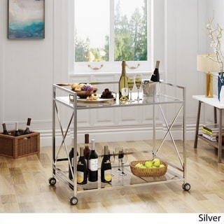 Ignatius Industrial Modern Glass Bar Cart by Christopher Knight Home