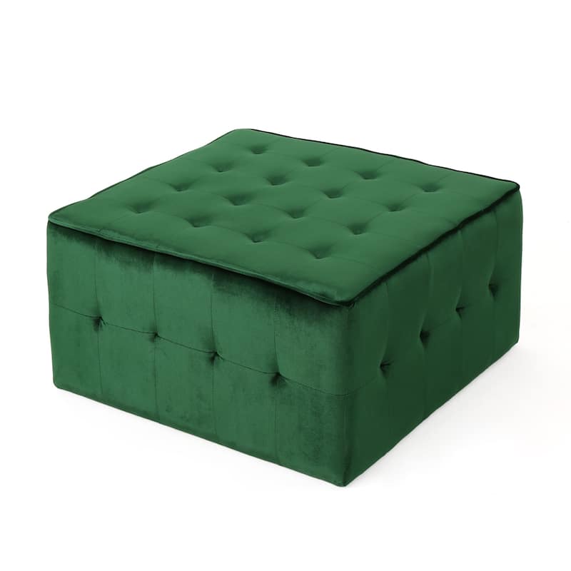Judson Glam Tufted Velvet Ottoman by Christopher Knight Home