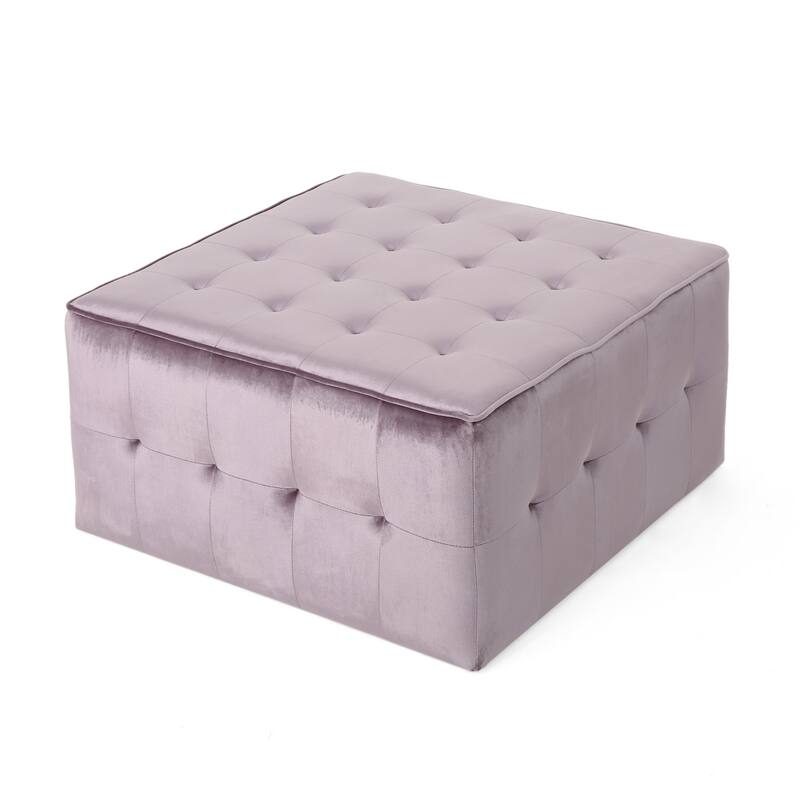 Judson Glam Tufted Velvet Ottoman by Christopher Knight Home