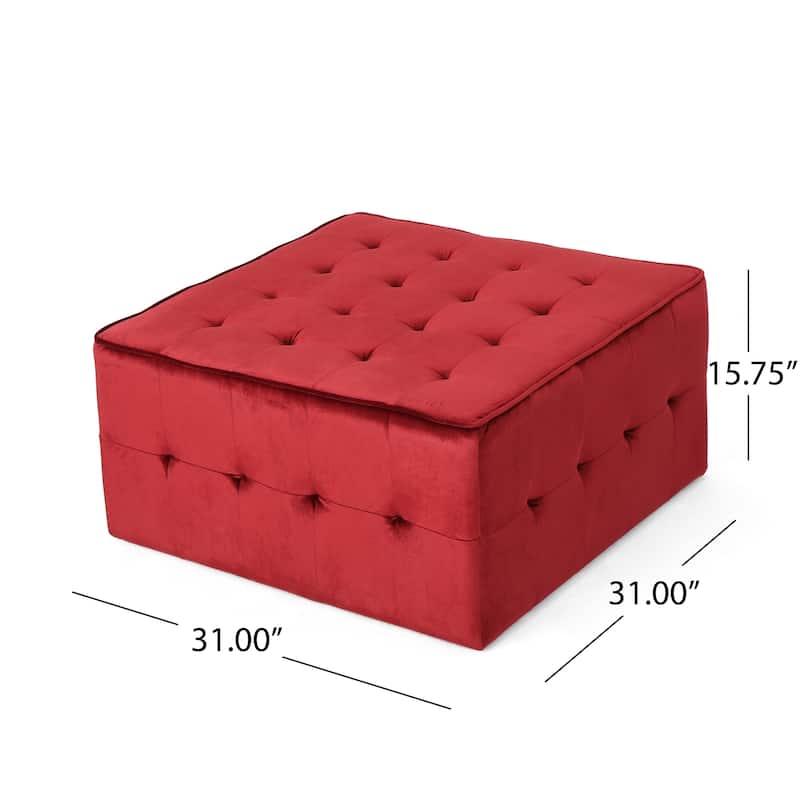 Judson Glam Tufted Velvet Ottoman by Christopher Knight Home