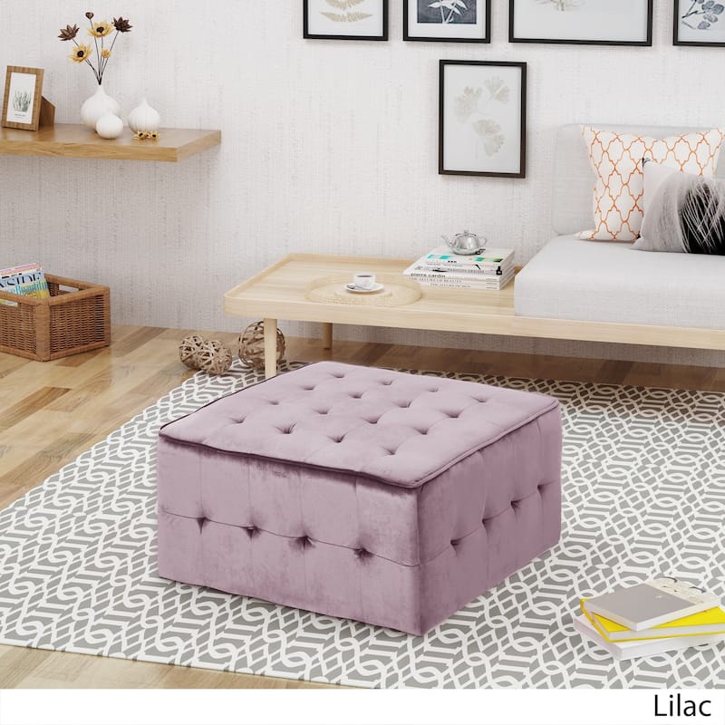 Judson Glam Tufted Velvet Ottoman by Christopher Knight Home