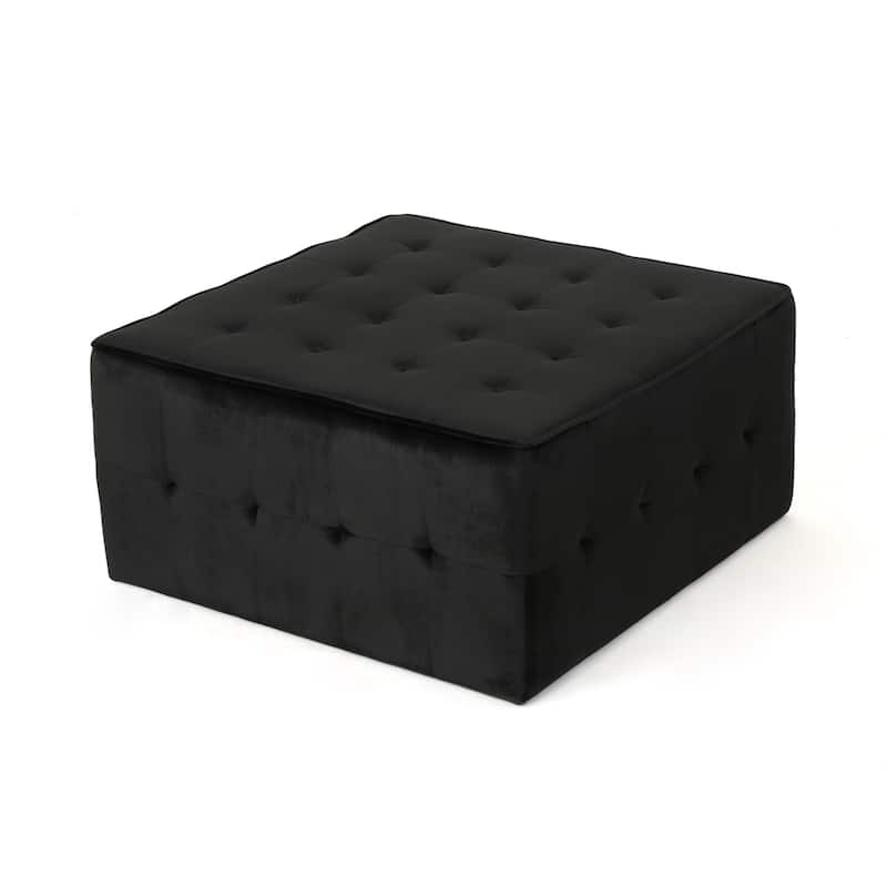 Judson Glam Tufted Velvet Ottoman by Christopher Knight Home - Black