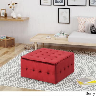 Judson Glam Tufted Velvet Ottoman by Christopher Knight Home