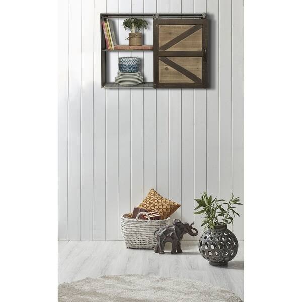 Shop Farmhouse Sliding Barn Door Storage Cabinet Shelf Overstock 20905412