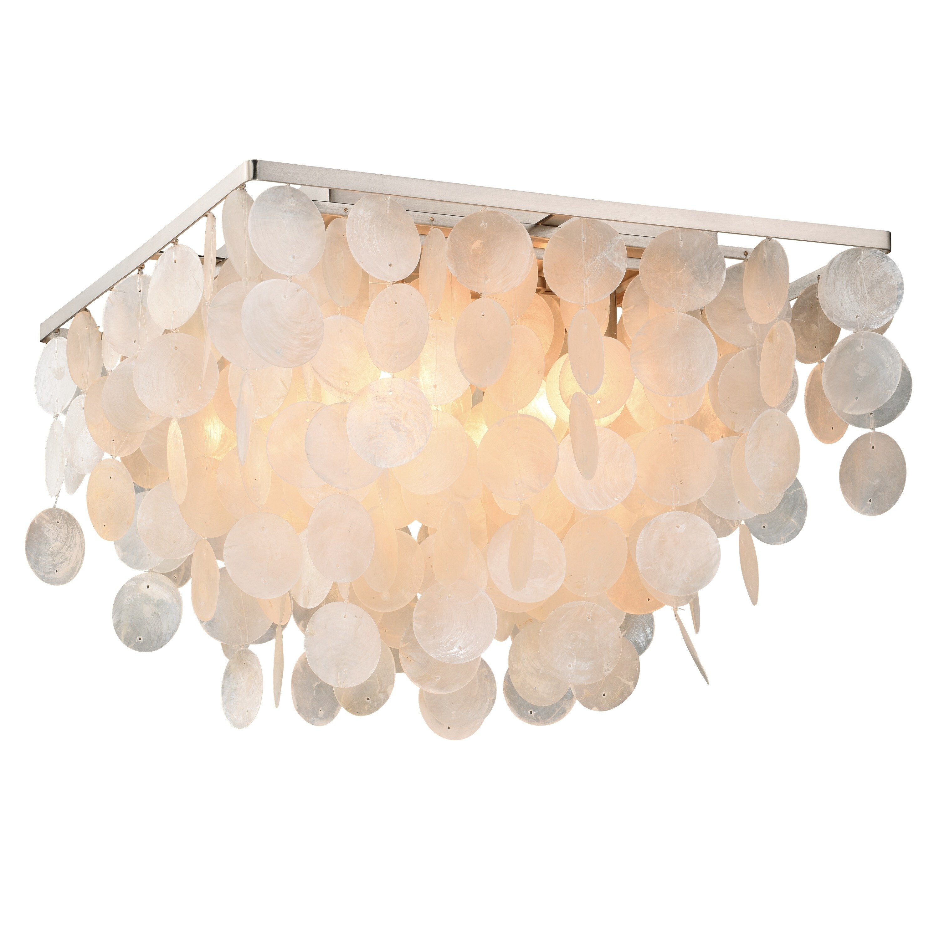 Shop Elsa 16 In W Satin Nickel Capiz Shell Coastal Flush Mount