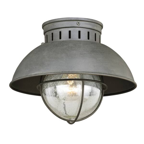 slide 1 of 4, Harwich Gray Coastal Barn Dome Outdoor Flush Mount Ceiling Light Clear Glass - 10-in W x 7.75-in H x 10-in D