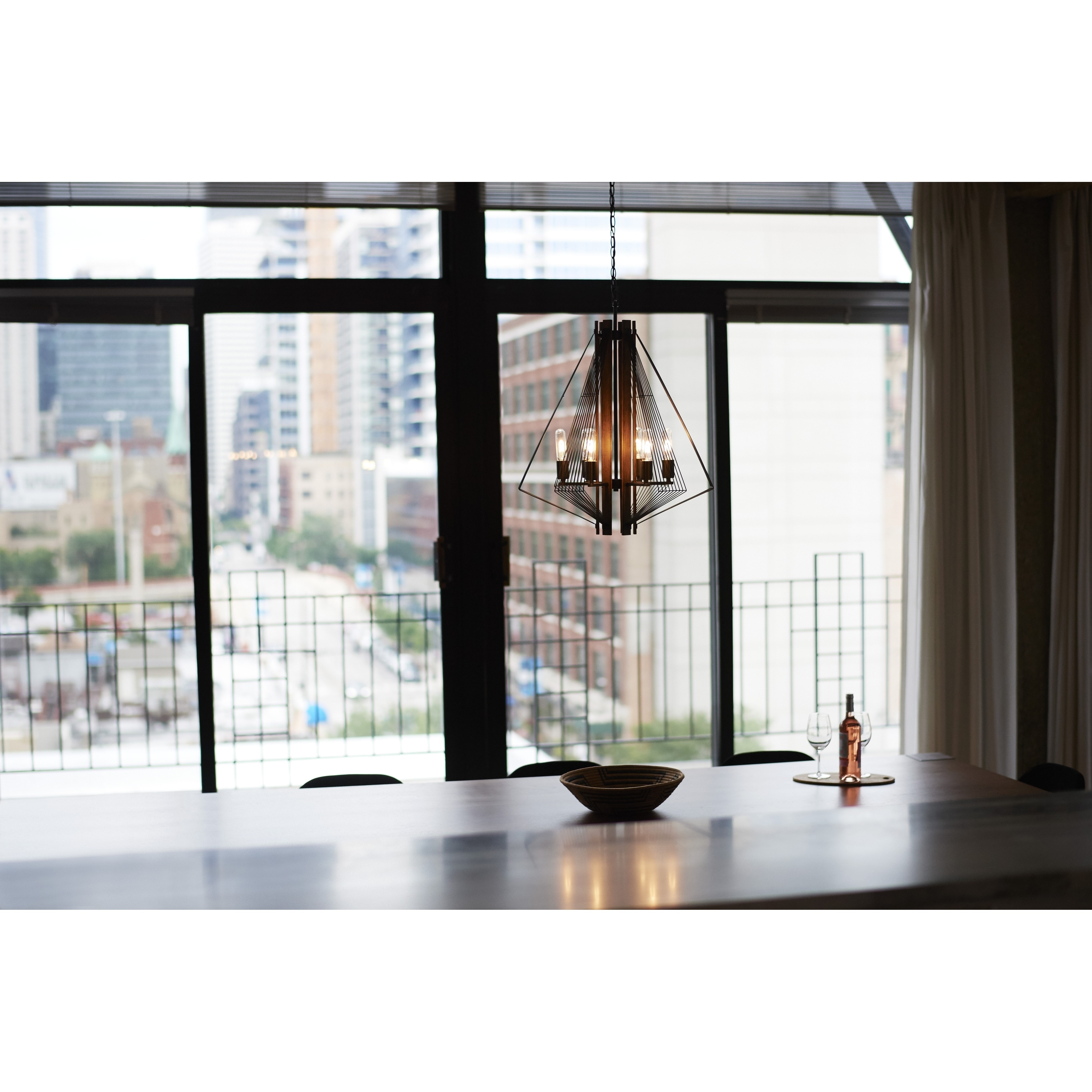 Dearborn 6 Light Black Wood Industrial Wire Cage Chandelier - 24.75-in W x 31-in H x 24.75-in D - Chandeliers For Bedrooms by Overstock.com