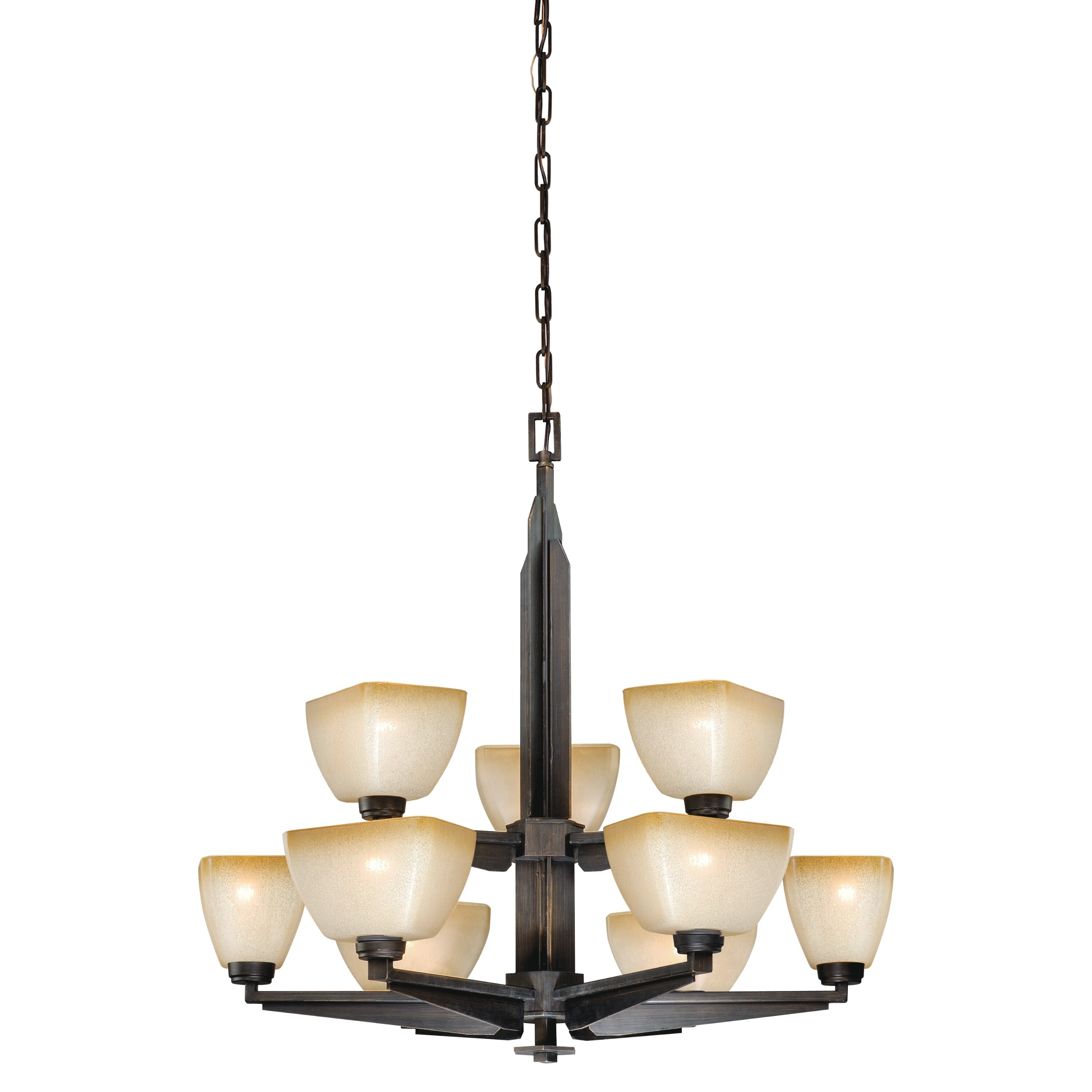 Vaxcel Descartes II 9L Chandelier Architectural Bronze - 32-in W x 30.5-in H x 32-in D - Chandeliers For Bedrooms by Overstock.com
