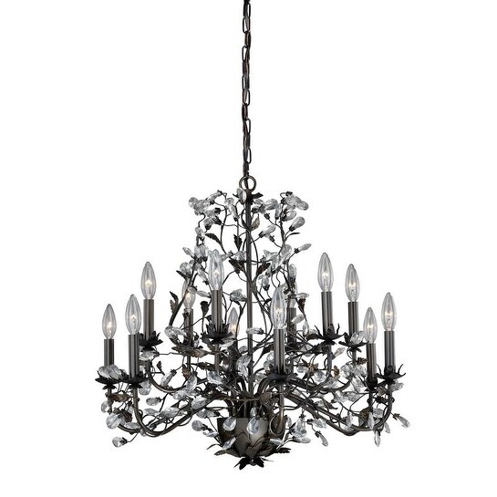 Vaxcel Trellis 12L Chandelier Architectural Bronze with Gold Accents - Chandeliers For Bedrooms by Overstock.com
