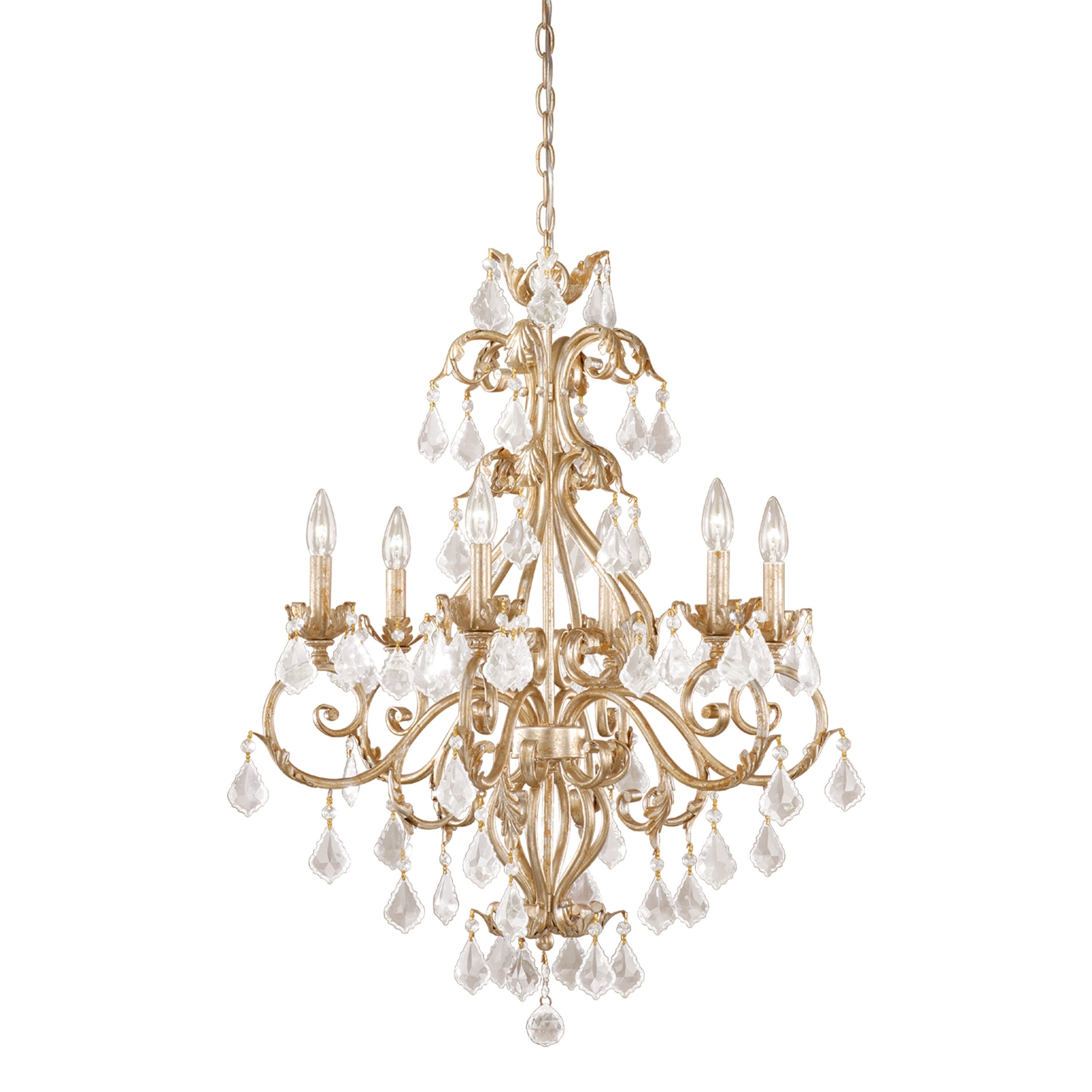 Vaxcel Newcastle 6L Chandelier Gilded White Gold - 26.5-in W x 34.5-in H x 26.5-in D - Chandeliers For Bedrooms by Overstock.com