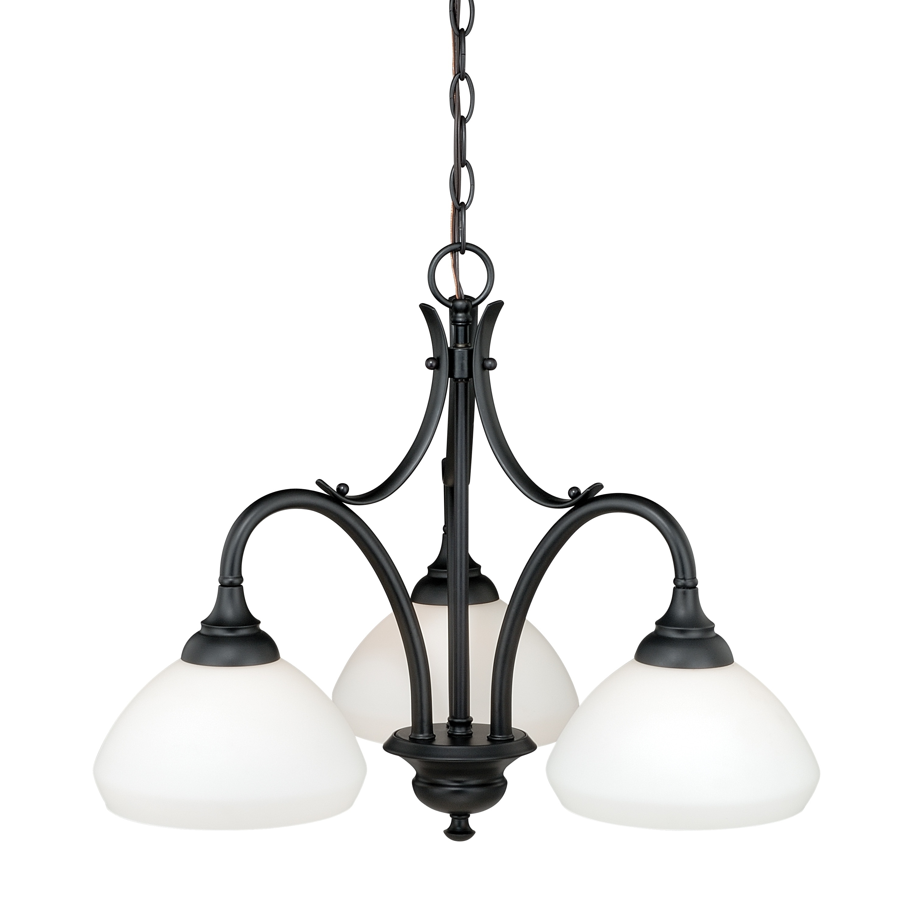 Grafton 3 Light Bronze Chandelier White Glass - 23.25-in W x 18-in H x 23.25-in D - Chandeliers For Bedrooms by Overstock.com