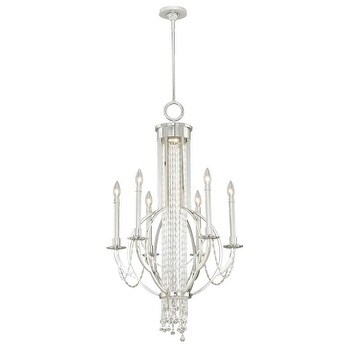 Vaxcel Cascata 6L Chandelier Polished Nickel - 23.25-in W x 45.75-in H x 23.25-in D - Chandeliers For Bedrooms by Overstock.com