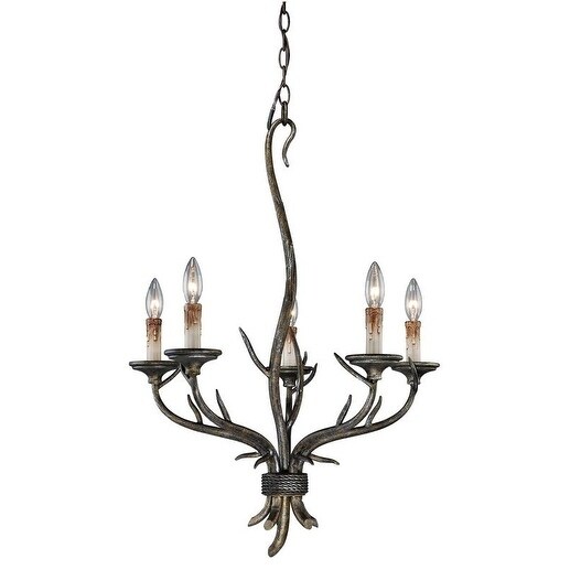 Monterey 5 Light Bronze Rustic Chandelier - 22-in W x 29.75-in H x 22-in D - Chandeliers For Bedrooms by Overstock.com