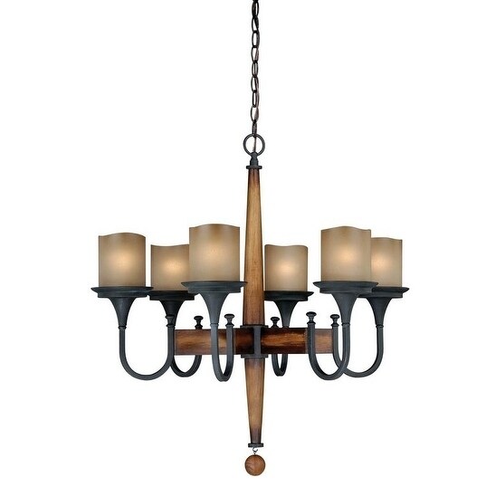 Vaxcel Meritage 6L Chandelier Charred Wood and Black Iron - Chandeliers For Bedrooms by Overstock.com