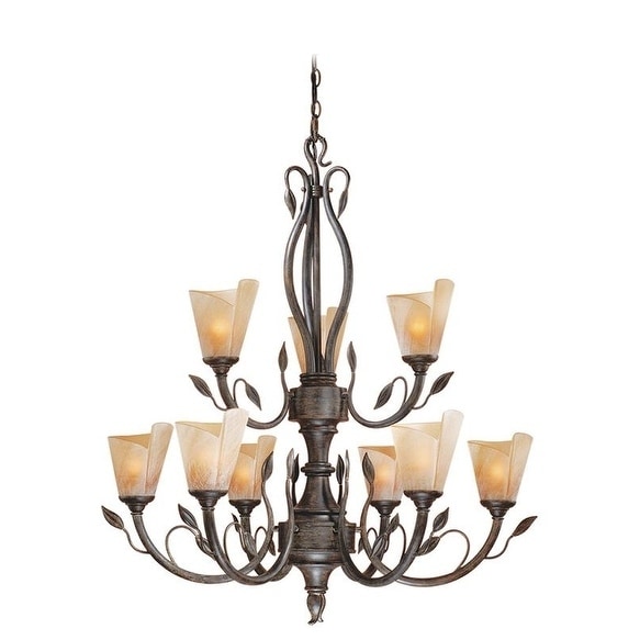 Capri 9 Light Black Walnut Steel Chandelier With Excavation Glass Capri 9 Light Black Walnut Steel Chandelier With Excavation Glass Shades Free Today Com 26710516