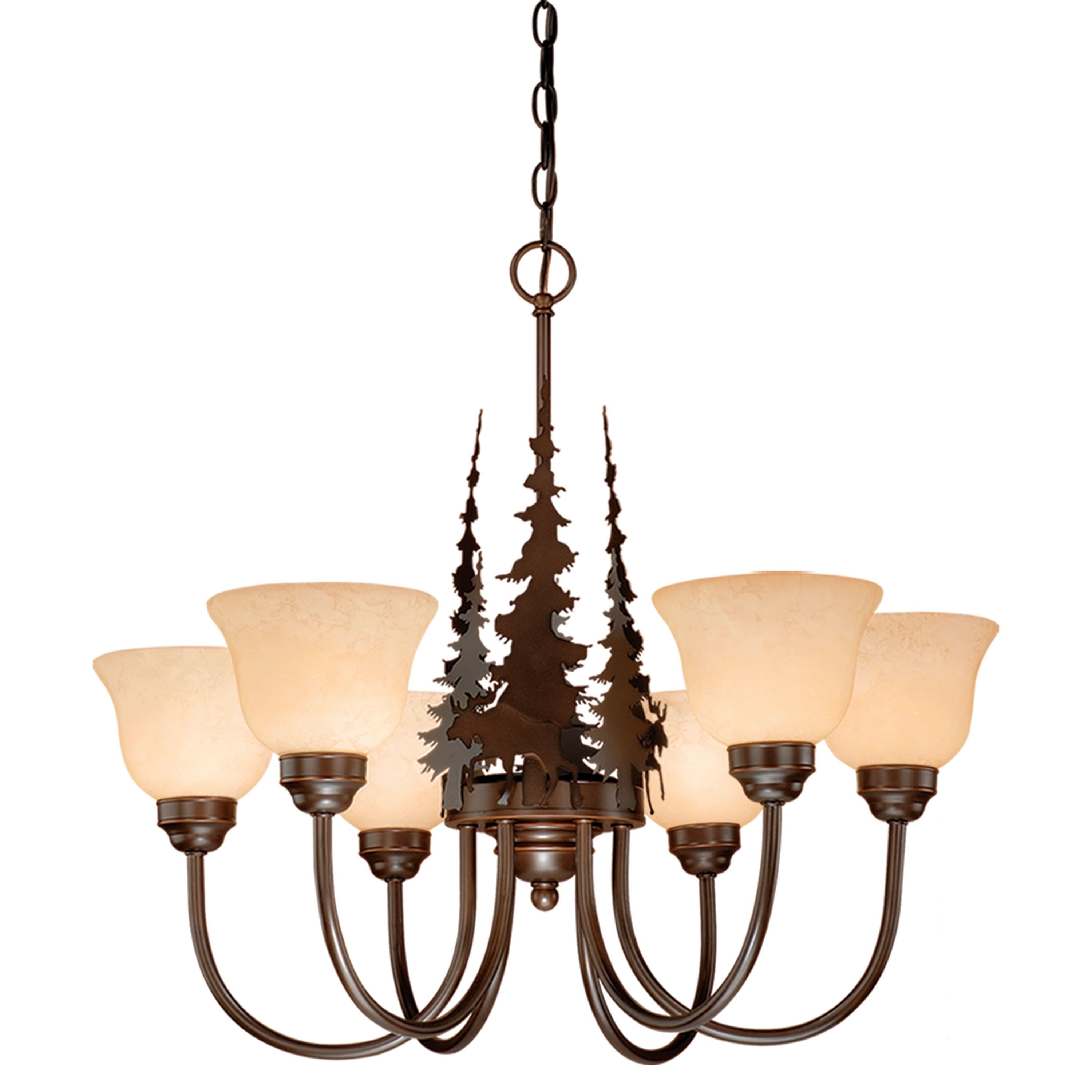 Yellowstone 6 Light Bronze Rustic Moose Chandelier - 27.5-in W x 25-in H x 27.5-in D - Chandeliers For Bedrooms by Overstock.com