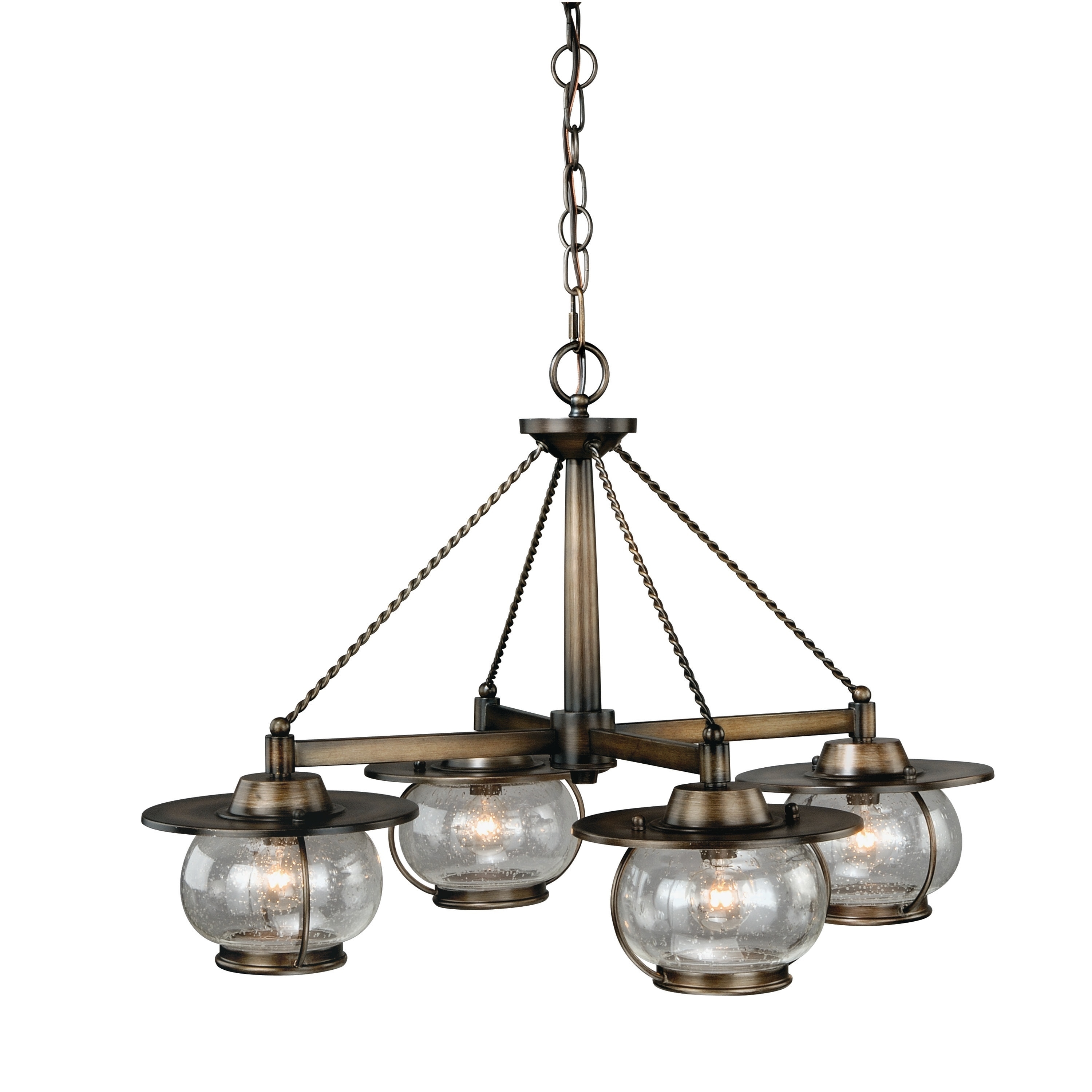 Jamestown 4 Light Bronze Coastal Chandelier Clear Glass - 27.5-in W x 17.5-in H x 27.5-in D - Chandeliers For Bedrooms by Overstock.com