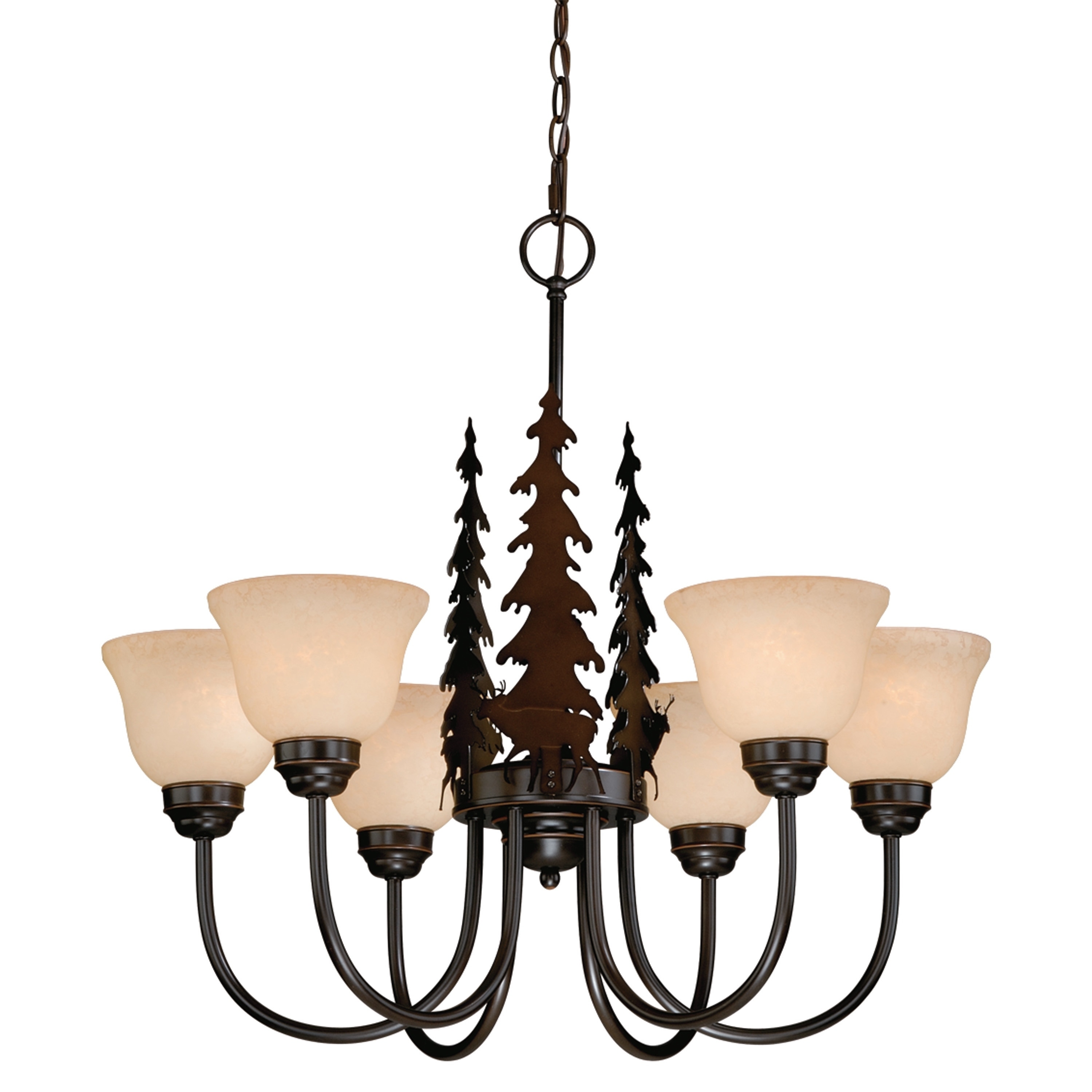 Bryce 6 Light Bronze Rustic Deer Chandelier - 27.5-in W x 25-in H x 27.5-in D - Chandeliers For Bedrooms by Overstock.com