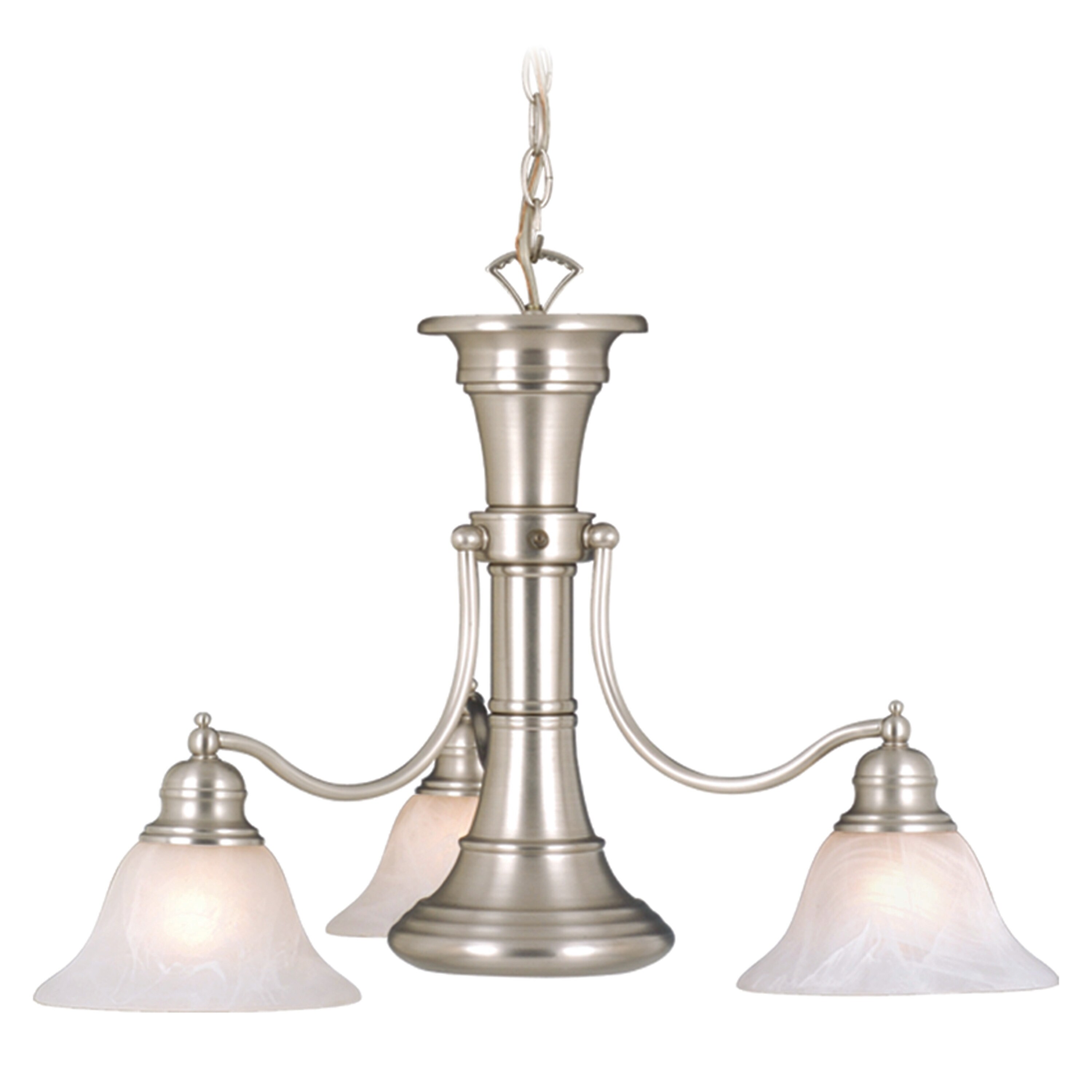 Standford 3L Brushed Nickel Chandelier with Down Light and Switch - 26-in W x 18-in H x 26-in D - Chandeliers For Bedrooms by Overstock.com